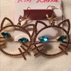 NWT - Betsey Johnson Kitty Cat Earrings